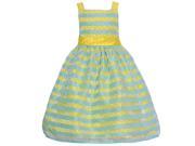 Mia Juliana Little Girls Yellow Green Polka Dot Stripe Easter Dress 3T