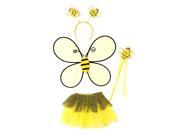 Little Girls Yellow Black Bumblebee Wings Wand Hairband Tutu 4 Pc Set 4T