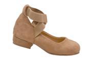 Bella Marie Girls Taupe Criss Cross Ankle Strap Trendy Shoes 3 Kids