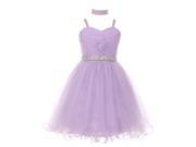 Big Girls Lilac Rhinestone Beaded Wired Tulle Mesh Junior Bridesmaid Dress 16