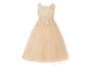 Little Girls Cream Pearl Bead Coiled Lace Satin Tulle Flower Girl Dress 6