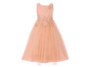 Little Girls Blush Pearl Bead Coiled Lace Satin Tulle Flower Girl Dress 4