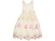 Mia Juliana Little Girls Ivory Floral Embroidery Ribbon Easter Dress 3T