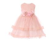 Baby Girls Pink Lace Trim Double Layered Tulle Flower Girl Dress 18M