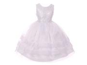 Rain Kids Little Girls White Sequin Lace Organza Flower Girl Dress 2