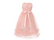 Little Girls Pink Lace Trim Double Layered Tulle Flower Girl Dress 6