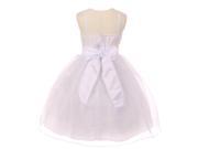 Big Girls White Stud Floral Accent Thin Strap Junior Bridesmaid Dress 8