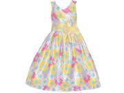 Mia Juliana Little Girls Yellow Pink Floral Print Ribbon Easter Dress 3T