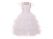 Chic Baby Big Girls White Embroidery Fluffy Bolero Junior Bridesmaid Dress 10