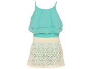 Big Girls Seafoam Tiered Chiffon Top Lace Overlaid Skirt Outfit 14