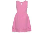 Little Girls Pink Stone Adorned Neckline Cut Out Detail Easter Dress 4