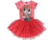 Disney Little Girls Red Minnie Mouse Print Short Sleeved Tutu Dress 4 5