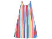 Bonnie Jean Big Girls Coral Blue Vertical Stripe Pattern Sleeveless Dress 8