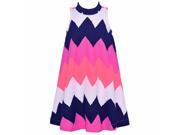 Bonnie Jean Little Girls Purple White Wide Chevron Stripe Pattern Dress 6