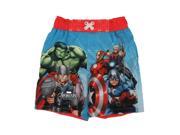 Marvel Little Boys Blue Red Avengers Super Hero Print Swimwear Shorts 3T