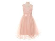 Cinderella Couture Big Girls Blush Bodice Tulle Scarf Flower Girl Dress 14