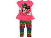 Disney Little Girls Pink Minnie Mouse Ruffle Motif 2 Pc Legging Set 3T