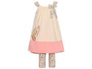 Bonnie Jean Little Girls Pink Ivory Patterned Ribbon 2 Pc Legging Outfit 2T