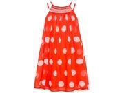 Bonnie Jean Big Girls Orange Polka Dotted Pearly Bead Accented Dress 16