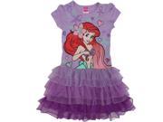 Disney Big Girls Purple Little Mermaid Print Short Sleeve Tutu Dress 7 8