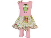 Annloren Baby Girls Pink Floral Owl Dress Legging Capri Spring Outfit Set 24M