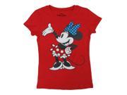 Disney Big Girls Red Minnie Mouse Print Short Sleeved Cotton T Shirt 7 8