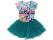 Hasbro Little Girls Jade Green My Little Pony Print Short Sleeve Tutu Dress 4 5