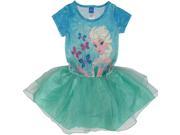 Disney Little Girls Mint Blue Frozen Elsa Print Short Sleeve Tutu Dress 4 5