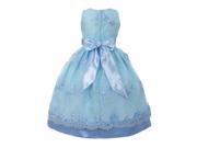 Big Girls Baby Blue Bow Sash Embroidered Junior Bridesmaid Dress 10