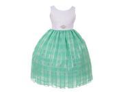 Little Girls Mint Square Pattern Brooch Accented Flower Girl Dress 2