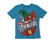 Marvel Big Boys Blue Avengers Super Hero Print Short Sleeved T Shirt 14 16