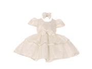 Baby Girls Ivory Floral Embroidered Lace Overlay Bow Flower Girl Dress 12M