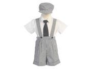 Lito Boys 3T Charcoal Stripe Seersucker Suspender Shorts Outfit