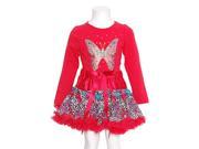 GiGi Red Butterfly 2pc Top Ruffle Skirt Fall Outfit Baby Girls 24M