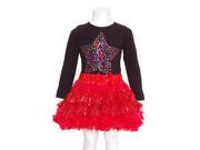GiGi Girls 12M Black Red Sequined Star 2pc Top Tutu Skirt Outfit
