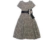 Mia Juliana Little Girls Tan Leopard Spot Black Bow Christmas Dress 4T
