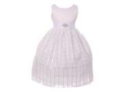 Big Girls White Square Pattern Brooch Accented Junior Bridesmaid Dress 14