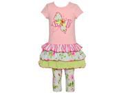 Bonnie Jean Little Girls Pink Butterfly Tiered Floral 2 Pc Legging Set 6X Bonnie Jean Little Girls Pink Butterfly Tiered Floral 2 Pc Legging Set 6X