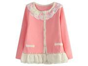 Richie House Little Girls Pink Jersey Braided Placket Sweet Cardigan 5/6 Richie House Little Girls Pink Jersey Braided Placket Sweet Cardigan 5/6