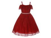 UPC 604286000091 product image for Chic Baby Big Girl Burgundy Lace Rhinestone Strap Junior Bridesmaid Dress 16 | upcitemdb.com