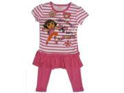 UPC 636983706334 product image for Nickelodeon Little Girls Pink Dora The Explorer Striped 2 Pc Pants Set 4T | upcitemdb.com