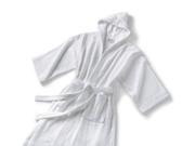 Mens White 45 Inch Hooded Bathrobe. Great for pools and spas.