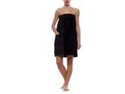 Womens Black Terry Velour Shower Wrap 32 Inch Length 100% Cotton