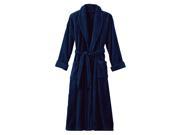 Navy Blue Terry Velour Spa Bathrobe With Shawl Collar Full Length 52 Inches 100% Cotton