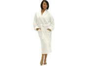Womens White Terry Velour Spa Bathrobe With Shawl Collar Full Length 50 Inches 100% Cotton