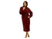Womens Burgundy Terry Velour Spa Bathrobe With Shawl Collar Full Length 50 Inches 100% Cotton