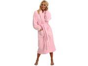 Womens Pink Terry Velour Spa Bathrobe With Shawl Collar Full Length 50 Inches 100% Cotton