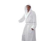 White Hooded Terry Bathrobe 100% Cotton Full Length 52 Inches