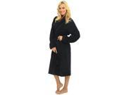 Womens Black Terry Velour Spa Bathrobe With Shawl Collar Full Length 50 Inches 100% Cotton