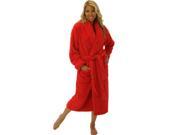 Womens Red Terry Velour Spa Bathrobe With Shawl Collar Full Length 50 Inches 100% Cotton